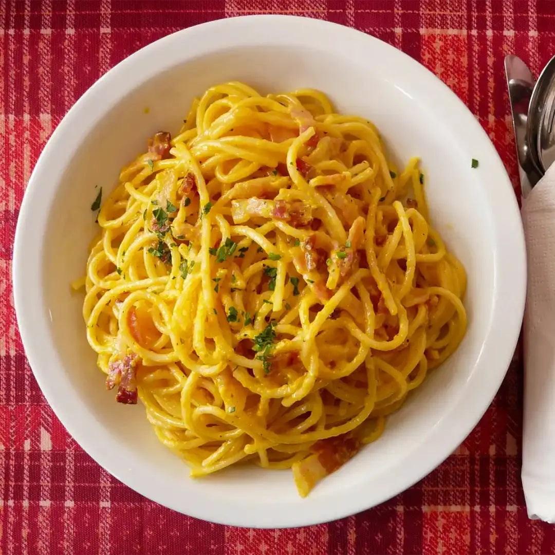 Spaghetti Carbonara mit Südtiroler Speck